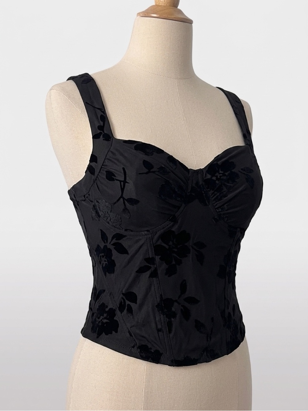 Black Floral Bustier